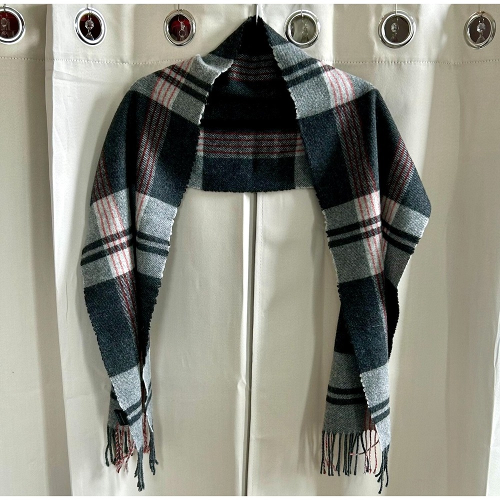 Italian Woollen Treasures Scarf 100% Lambswool Plaid Preppy Made in Italy 17733x